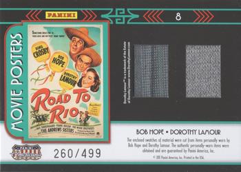 2011 Panini Americana - Movie Posters Dual Material #8 Bob Hope / Dorothy Lamour Back