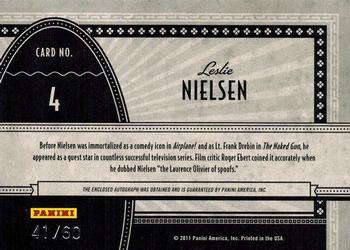 2011 Panini Americana - Screen Gems Directors Cut Autographs #4a Leslie Nielsen Back