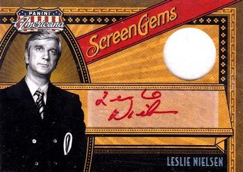 2011 Panini Americana - Screen Gems Signature Material #4 Leslie Nielsen Front