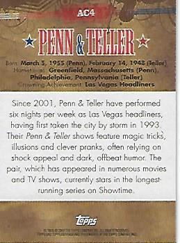 2009 Topps American Heritage - American Celebrities #AC4 Penn and Teller Back