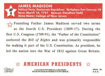 2009 Topps American Heritage - American Presidents #AP4 James Madison Back