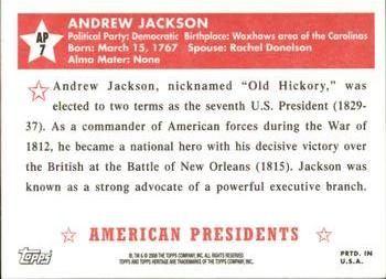 2009 Topps American Heritage - American Presidents #AP7 Andrew Jackson Back