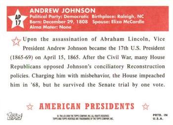 2009 Topps American Heritage - American Presidents #AP17 Andrew Johnson Back