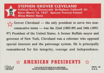 2009 Topps American Heritage - American Presidents #AP22 Grover Cleveland Back