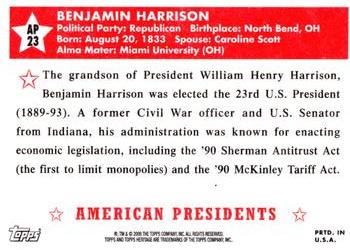 2009 Topps American Heritage - American Presidents #AP23 Benjamin Harrison Back