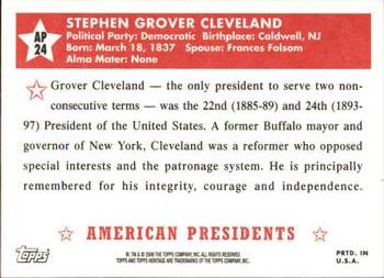 2009 Topps American Heritage - American Presidents #AP24 Grover Cleveland Back