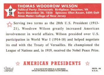 2009 Topps American Heritage - American Presidents #AP28 Woodrow Wilson Back