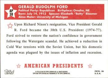 2009 Topps American Heritage - American Presidents #AP38 Gerald R. Ford Back