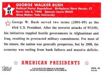 2009 Topps American Heritage - American Presidents #AP43 George W. Bush Back