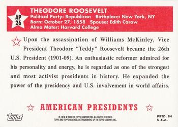 2009 Topps American Heritage - American Presidents #AP26 Theodore Roosevelt Back