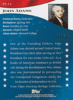 2009 Topps American Heritage - American Presidents Patches #PP-JA John Adams Back
