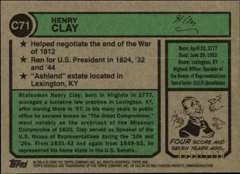 2009 Topps American Heritage - Chrome #C71 Henry Clay Back