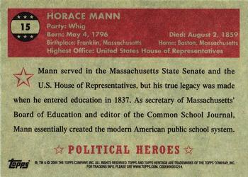 2009 Topps American Heritage Heroes #15 Horace Mann Back