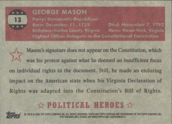 2009 Topps American Heritage Heroes #13 George Mason Back