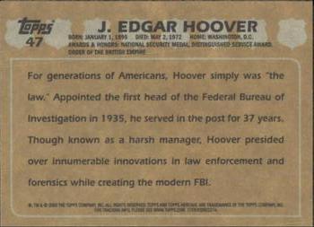 2009 Topps American Heritage Heroes #47 J. Edgar Hoover Back