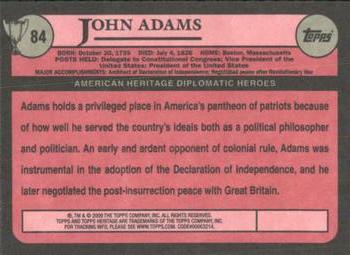 2009 Topps American Heritage Heroes #84 John Adams Back