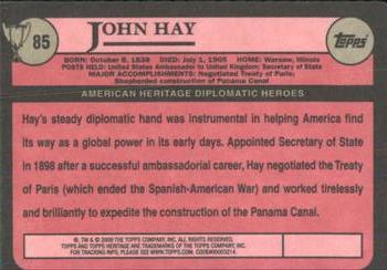 2009 Topps American Heritage Heroes #85 John Hay Back