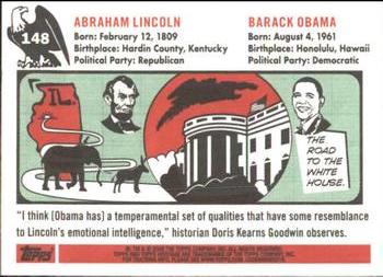 2009 Topps American Heritage Heroes #148 Abraham Lincoln / Barack Obama Back