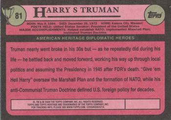 2009 Topps American Heritage Heroes #81 Harry S. Truman Back