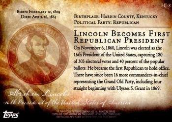 2009 Topps American Heritage Heroes - A Hero's Journey #HJ-8 Abraham Lincoln Back