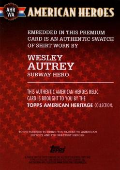 2009 Topps American Heritage Heroes - American Heroes Relics #AHR WA Wesley Autrey Back