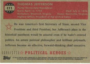 2009 Topps American Heritage Heroes - Chrome #C11 Thomas Jefferson Back