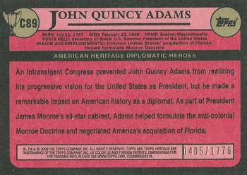 2009 Topps American Heritage Heroes - Chrome #C89 John Quincy Adams Back