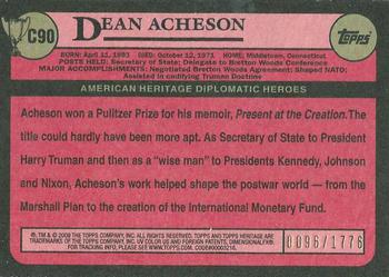 2009 Topps American Heritage Heroes - Chrome #C90 Dean Acheson Back