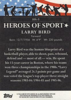 2009 Topps American Heritage Heroes - Heroes of Sport #HS-5 Larry Bird Back