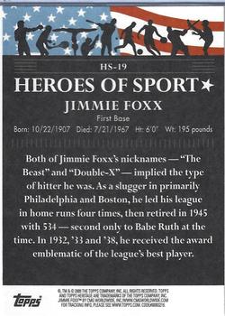 2009 Topps American Heritage Heroes - Heroes of Sport #HS-19 Jimmie Foxx Back