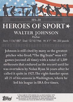 2009 Topps American Heritage Heroes - Heroes of Sport #HS-20 Walter Johnson Back