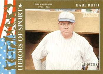 2009 Topps American Heritage Heroes - Heroes of Sport Gold #HS-2 Babe Ruth Front