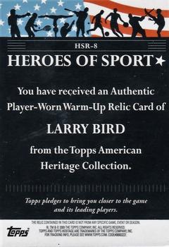 2009 Topps American Heritage Heroes - Heroes of Sport Relics #HSR-8 Larry Bird Back
