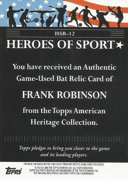 2009 Topps American Heritage Heroes - Heroes of Sport Relics #HSR-12 Frank Robinson Back