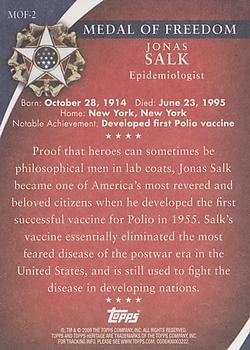 2009 Topps American Heritage Heroes - Presidential Medal of Freedom #MOF-2 Jonas Salk Back