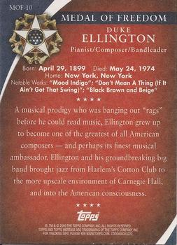 2009 Topps American Heritage Heroes - Presidential Medal of Freedom #MOF-10 Duke Ellington Back