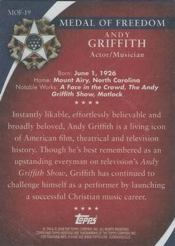 2009 Topps American Heritage Heroes - Presidential Medal of Freedom #MOF-19 Andy Griffith Back