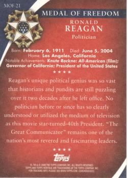 2009 Topps American Heritage Heroes - Presidential Medal of Freedom #MOF-21 Ronald Reagan Back