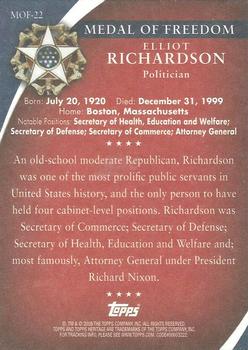2009 Topps American Heritage Heroes - Presidential Medal of Freedom #MOF-22 Elliot Richardson Back