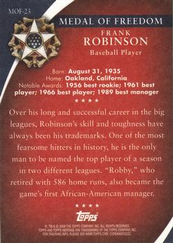 2009 Topps American Heritage Heroes - Presidential Medal of Freedom #MOF-23 Frank Robinson Back