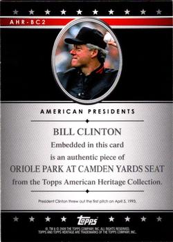 2009 Topps American Heritage - Relics #AHR-BC2 Bill Clinton Back