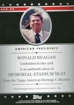 2009 Topps American Heritage - Relics #AHR-RR Ronald Reagan Back