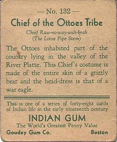 1933-40 Goudey Indian Gum (R73) #132 Chief of the Ottoes Tribe Back