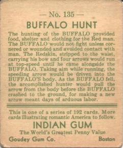 1933-40 Goudey Indian Gum (R73) #135 Buffalo Hunt Back