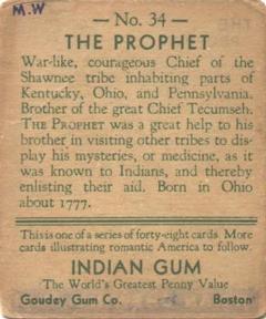 1933-40 Goudey Indian Gum (R73) #34 The Prophet Back
