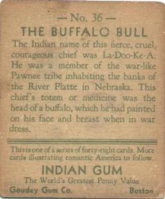 1933-40 Goudey Indian Gum (R73) #36 Buffalo Bull Back