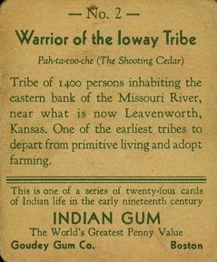 1933-40 Goudey Indian Gum (R73) #2 Ioway Tribe Back