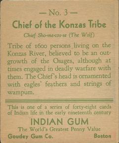 1933-40 Goudey Indian Gum (R73) #3 Konzas Tribe Back
