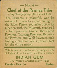 1933-40 Goudey Indian Gum (R73) #4 Pawnee Tribe Back