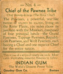 1933-40 Goudey Indian Gum (R73) #4 Pawnee Tribe Back